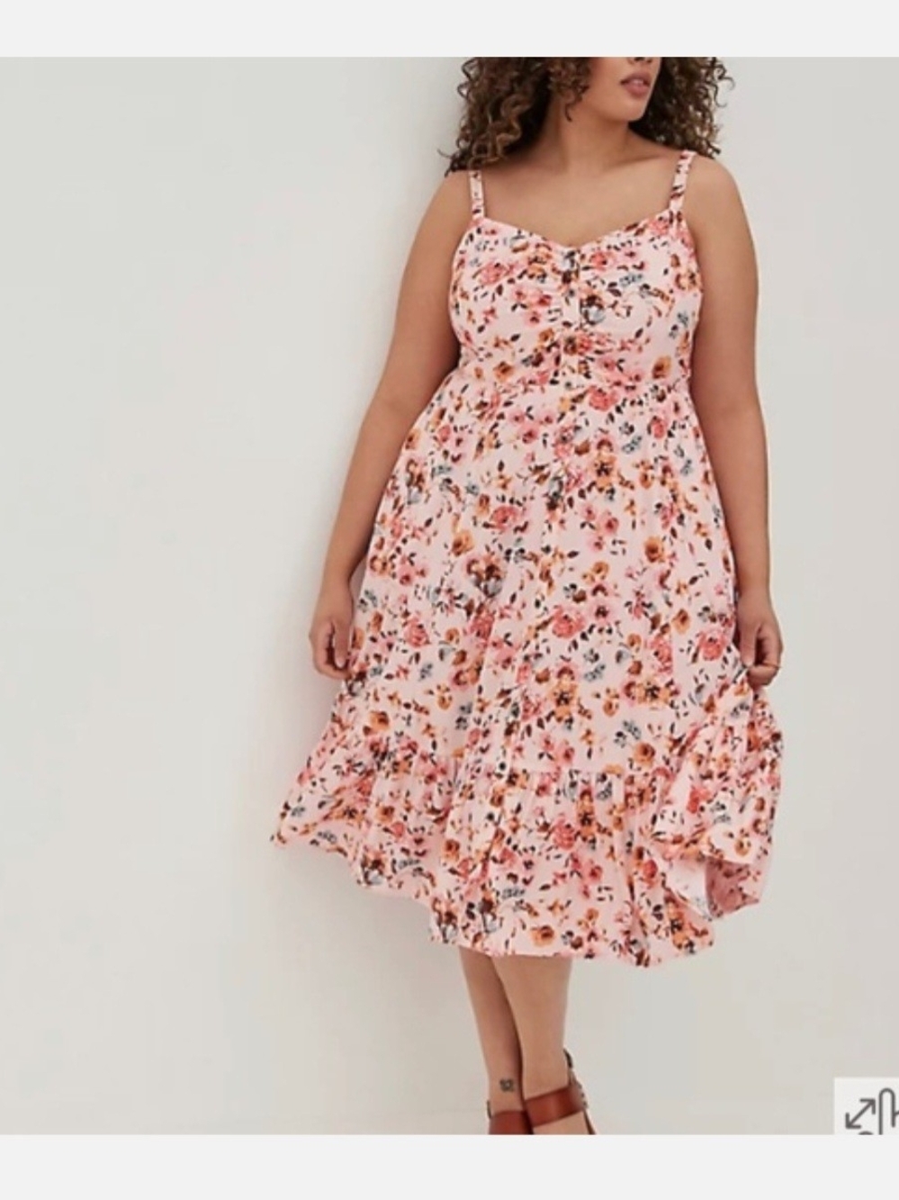 Torrid Floral Pink Midi Sundress Size 0X (Large, 12)